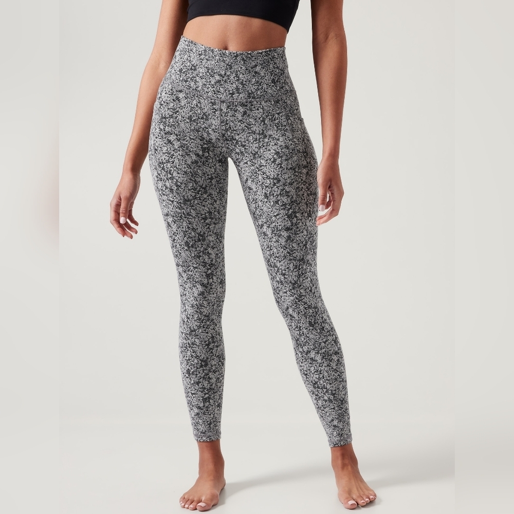 Athleta Black & White Marled High-Rise Leggings